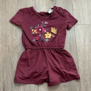 Floral Maroon Kids Romper